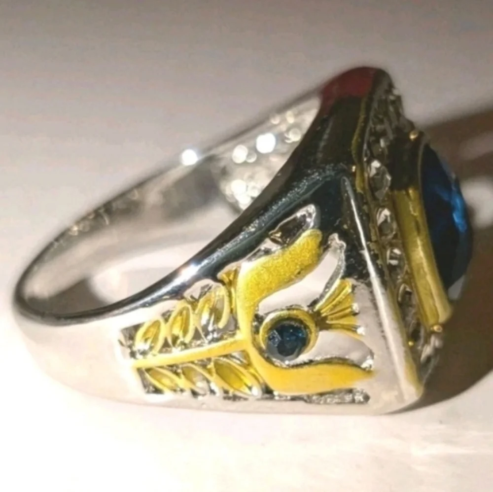 Mens Sapphire Ring With gold Accents